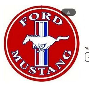 Ford Mustang Running Horse Tri Bars Vintage RED ROUND Metal Tin Sign Wall Retro